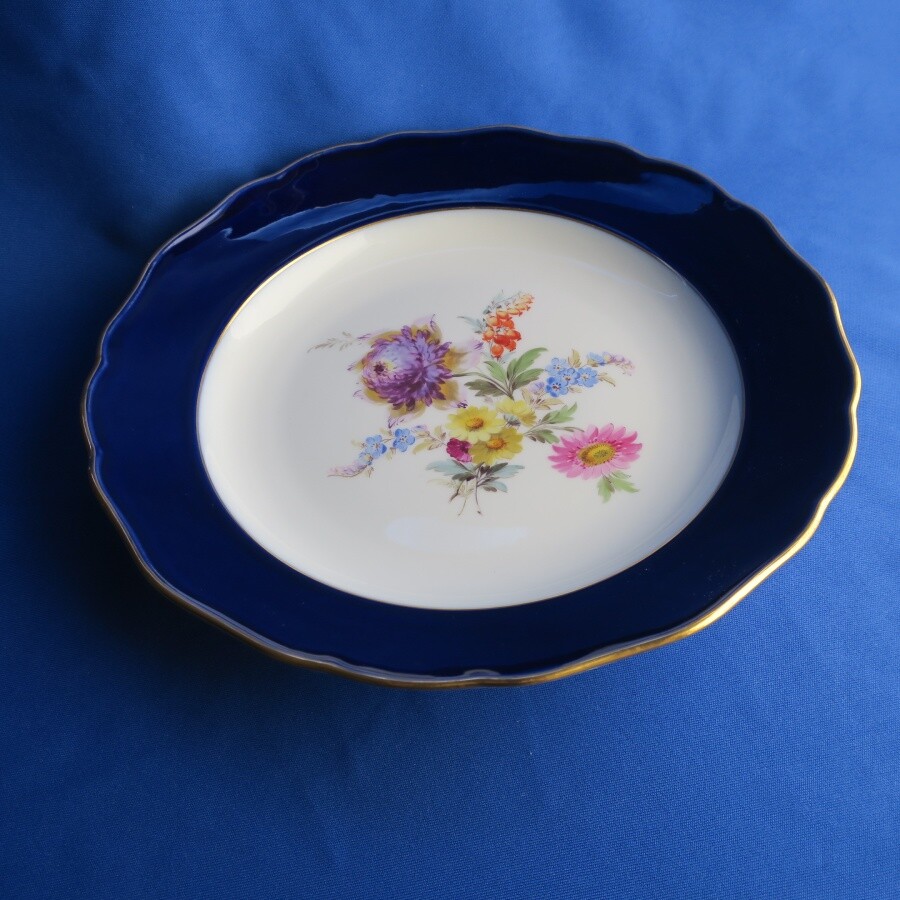 【希少】マイセンのコバルトブルー皿（21.5cm）19世紀中頃
